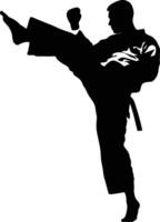 ai généré silhouette tae kwon faire ou karaté donner un coup plein corps noir Couleur seulement vecteur