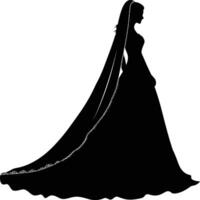 ai généré silhouette le la mariée femme plein corps noir Couleur seulement vecteur