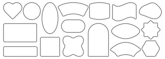 ensemble de accident vasculaire cérébral coquille cadres pour modèle. futuriste formes cercle, carré, cœur, rectangle, drapeau, ovale, cambre. grandes lignes de le bord de le coquille. vecteur. vecteur