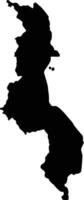 Malawi silhouette carte vecteur