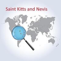 agrandie carte Saint kitts et nevis avec le drapeau de Saint kitts et nevis élargissement de carte vecteur