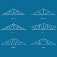 toit métal fermes constructions. ensemble de toiture acier cadres. vecteur architectural plan. collection de éléments pour chevron. illustration pour ingénierie éducation. vecteur eps10.