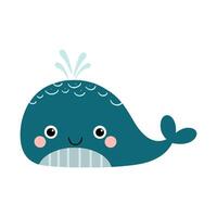 mignonne bleu baleine illustration pour des gamins dans plat style. Marin mammifères clipart pour les enfants vecteur