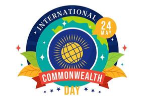 Commonwealth journée vecteur illustration sur 24 mai de aide guider Activités par républiques les organisations avec agitant drapeau dans plat dessin animé Contexte
