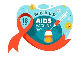 monde sida vaccin journée vecteur illustration sur 18 mai avec injection à la prévention et conscience santé se soucier dans plat dessin animé Contexte conception