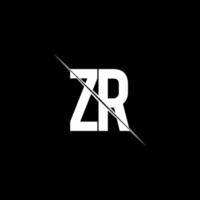 monogramme du logo zr avec modèle de conception de style slash vecteur