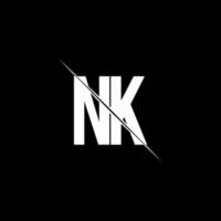 monogramme du logo nk avec modèle de conception de style barre oblique vecteur