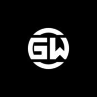 monogramme du logo gw isolé sur le modèle de conception d'élément de cercle vecteur