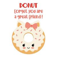 Donut citation pour la Saint-Valentin journée. mignonne Donut clipart à célébrer relation amicale vecteur