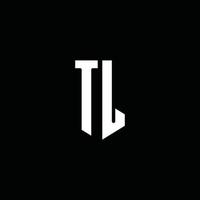 monogramme du logo tl avec style emblème isolé sur fond noir vecteur