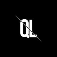 monogramme du logo ql avec modèle de conception de style slash vecteur