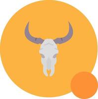 taureau crâne longue cercle icône vecteur