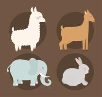 illustration de quatre animaux vecteur