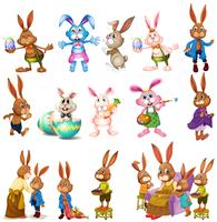 Différents personnages de lapins vecteur