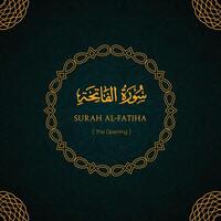 sourate fatiha Nom arabe calligraphie, arabe typographie islamique vecteur Contexte