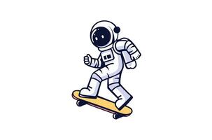 mignonne astronaute équitation faire de la planche à roulettes dessin animé vecteur icône illustration. science nourriture icône concept isolé prime vecteur. plat dessin animé style