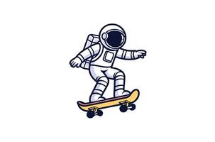 mignonne astronaute surfant sur le plage dessin animé vecteur icône illustration. science nourriture icône concept isolé prime vecteur. plat dessin animé style