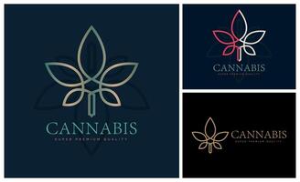 cannabis marijuana cbd chanvre feuille ligne style luxe logo conception modèle vecteur
