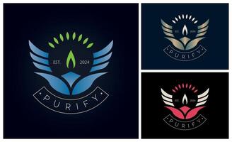 bougies lumière ailes lotus méditation purifier luxe logo modèle conception pour marque ou entreprise vecteur