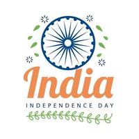fête de l'indépendance de l'inde avec ashoka chakra vecteur