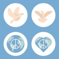 quatre jours d'icônes de paix vecteur