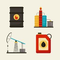 quatre icônes de l'industrie pétrolière vecteur