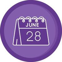 28e de juin solide violet cercle icône vecteur