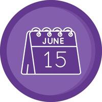 15e de juin solide violet cercle icône vecteur