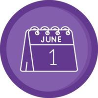 1er de juin solide violet cercle icône vecteur