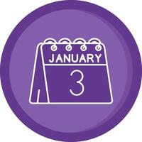 3e de janvier solide violet cercle icône vecteur