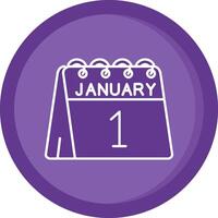 1er de janvier solide violet cercle icône vecteur