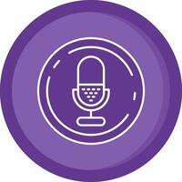microphone solide violet cercle icône vecteur