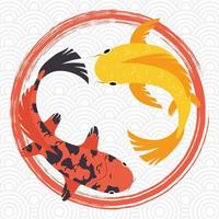 poissons koi orange et jaune vecteur