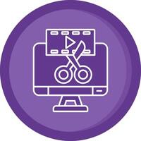 vidéo éditeur solide violet cercle icône vecteur