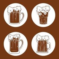 quatre icônes de bières vecteur