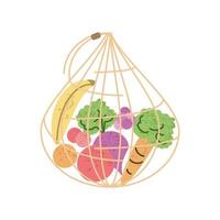 légumes frais dans un sac écologique vecteur