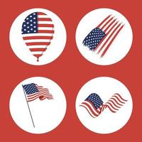 quatre drapeaux des états-unis vecteur