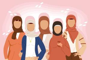 cinq femmes de la communauté musulmane vecteur