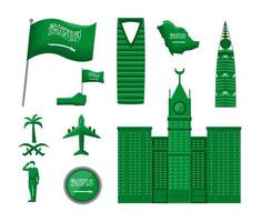 dix icônes de la fête nationale saoudienne vecteur