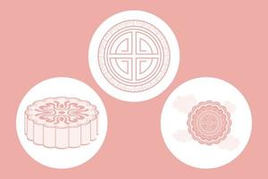 trois icônes du festival de la lune chinoise vecteur