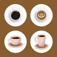 quatre icônes de boissons au café vecteur