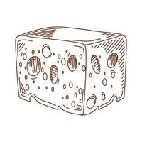 croquis de cube de fromage vecteur