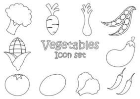 ensemble d'illustrations de contour de légumes frais vecteur