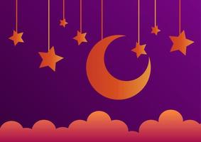 fond lune et étoile avec un thème ramadan avec technique de dégradé vecteur