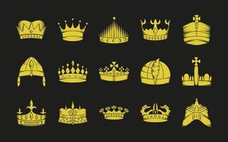 icônes de la couronne d'or vecteur