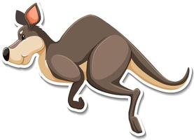 vue latérale de l'autocollant de personnage de dessin animé kangourou vecteur