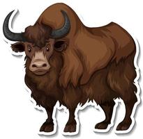 autocollant de dessin animé animal bison vecteur