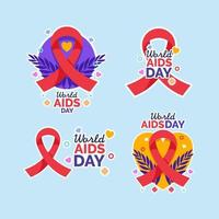 ensemble d'autocollants pour la journée mondiale du sida vecteur