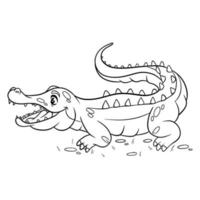 crocodile drôle de personnage animal dans le style de ligne. illustration pour enfants. vecteur