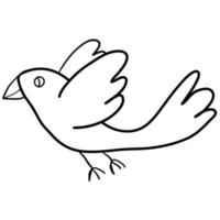 dessin animé doodle oiseau volant isolé sur fond blanc. vecteur